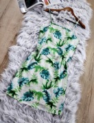 JACK WILLS XXS/XS(32/34) Sukienka Lnem z Tropikalnym Wzorem na Ramiączkach