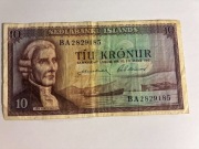 Banknot 10 koron 1961 Islandia