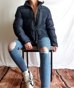 Kurtka Puchowa Zimowa Krótka Kaczy Puch Granatowa Redgreen M