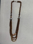Naszyjnik  z koralików drewno szkło plastik długi