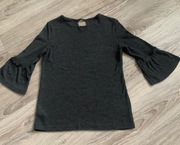 Esprit bluzka z dzianiny grafitowa, rękaw 3/4 falbana rozm. M