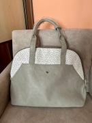 Skórzana torba ARBONNE biało–szara – nowa, duża, mieszcząca A4