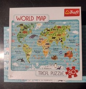 Puzzle 5+ Mapa Świata Trefl, 80 elementów 