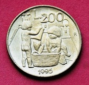 200 Lirów 1995 r  -  San Marino   Dzieci     Piękny stan  !!!   