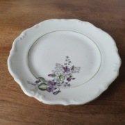 Elegancki Talerz Porcelanowy – Motyw Fiołków – Sygnatura "B" (Polska)