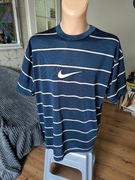 Koszulka Vintage Nike Centar Swoosh 90s XL granat paski classic oversized