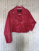 Czerwona kurtka ramoneska z eko skóry czerwona pull&bear rozmiar S