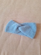 Opaska na uszy głowę czoło miękka turban błękitna niebieskahandmade 