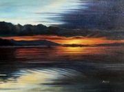 Piękny, nastrojowy obraz ,,Wieczorny widok"