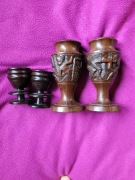 Świeczniki z hebanu- Piekne, ręcznie rzeźbione. Antyki 