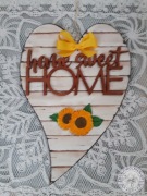 Rustykalne ręcznie zdobione serduszko dwustronne ze słonecznikiem