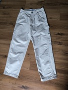 Bershka spodnie męskie Drop kremowe 30 szerokie regular