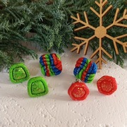 Kolczyki sztyfty z gliny polimerowej - "Noel" v.3 - zestaw 3 pary