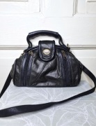 Unikatowa torebka kuferek vintage skórzana z paskiem Marc Chantal M.C.