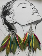 Kolczyki z włoskiej skóry stali chirurgicznej i naturalnych piór boho 