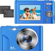Aparat cyfrowy 36MP 1080P HD 16x zoom niebieski + 2 baterie | jak nowy