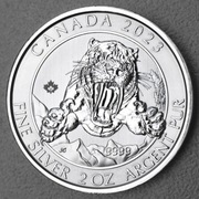 2 oz Ice Age - Smilodon Sabre-tooth Cat 2023 2 uncje srebra 9999