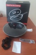 Wok ze stali węglowej z pokrywą -JOBIN- średnica 33cm.
