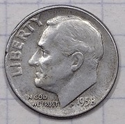 0701 USA 10 centów DIME 1958 b/z srebro 