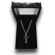 Naszyjnik męski stal szlachetna – pancerka z krzyżykiem 55 cm / 3 mm