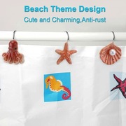 Haki ozdobne do zasłony prysznicowej 12 szt FITNATE Motyw morski Piękne 