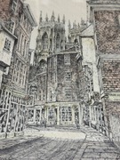 Obrazek „Petergate, York” – Douglas A. Heald, sygnowany, akwarela