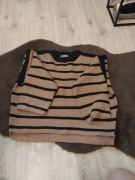 Sweterek brązowy w paski 146/152