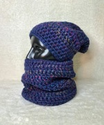 Zestaw kolorowy czapka smerfetka beanie komin