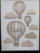 Dekoracje drewnianena ścianę Balon z imieniem balon chmura pokój dziecka