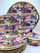 Altrohlau jak Ćmielów Chiński art deco garnitur do ciasta bomboniera 