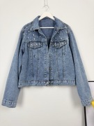 jeansowa Kurtka katana z perełkami Efektowna 48 / 50