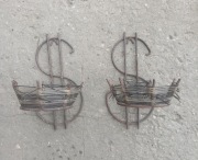 Stare kwietniki metalowe naścienne PRL zestaw