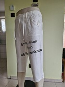 Spodnie rybaczki lniane wygodne z gumą w pasie białe 