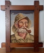 Obraz haftowany "Rybak z fajką" gobelin niezwykły okaz