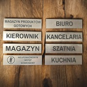 Tabliczka z laminatu grawerskiego do firmy drzwi magazyn 20x5 cm