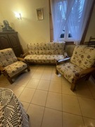 Zestaw wypoczynkowy dębowy tapicerowany bez funkcji spania