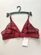 Biustonosz Tommy Hilfiger M bordowy koronka