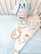 Komplet kołdra,poduszka,przytulanka bawełna z minky, narodziny chrzest 