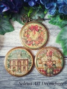 Dekoracyjne podstawki shabby chic Prowansja vintage decoupage handmade