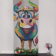 Duży obraz na płótnie akryl kolorowy byk 63x144