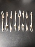 Antyk Komplet 8 srebrnych widelców Bracia Henneberg