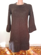 Wełniana brązowa tunika-sukienka, rozmiar M