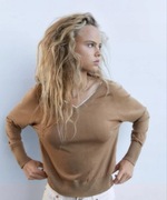 ZARA sweter koronka beż S