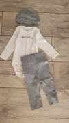H&M komplet Bawełniany w paski z czapeczką 68cm