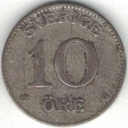 Szwecja 10 ore 1934 - 15 mm - srebro Ag - nr 2