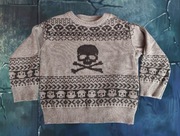 (80-86/12-18 m.) Szary sweter z czaszką 
