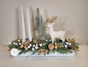 Stroik świąteczny bożonarodzeniowy ze świecami i Reniferem! Rękodzieło!