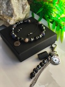 Komplet dla mężczyzn - czarny turmalin, sodalit, hematyt