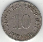 161 Niemcy Cesarstwo 10 pfennig 1914 A