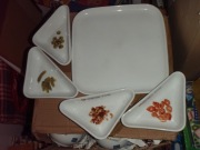 Zestaw na przystawki - porcelana stołowa, całość nowa, talerz + 4 miseczki